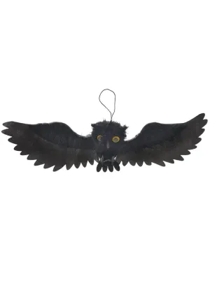 Hanging Fake Black Owl Halloween Decoration