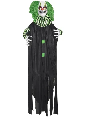 Hanging Light Up Green and Black 4 Foot Clown Halloween Decoration