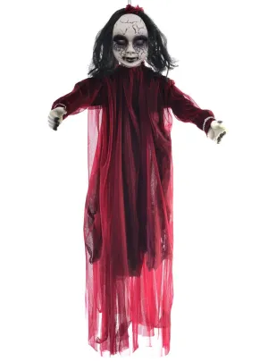 Hanging Maroon Haunted Doll Halloween Decoration