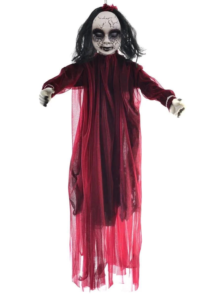 Hanging Maroon Haunted Doll Halloween Decoration