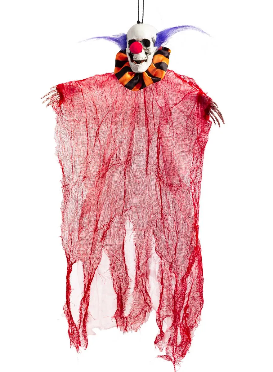 Hanging Orange and Red Evil Clown Halloween Decoration