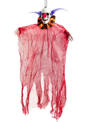 Hanging Orange and Red Evil Clown Halloween Decoration