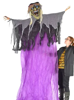 Hanging Purple Witch Decoration with Light Up Eyes