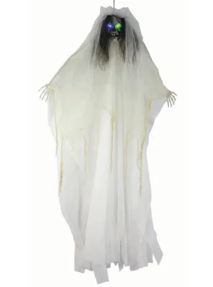 Hanging Skeleton Bride with Light Up Eyes Halloween Decoration