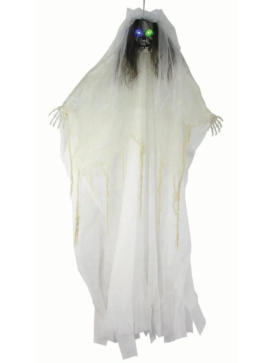 Hanging Skeleton Bride with Light Up Eyes Halloween Decoration