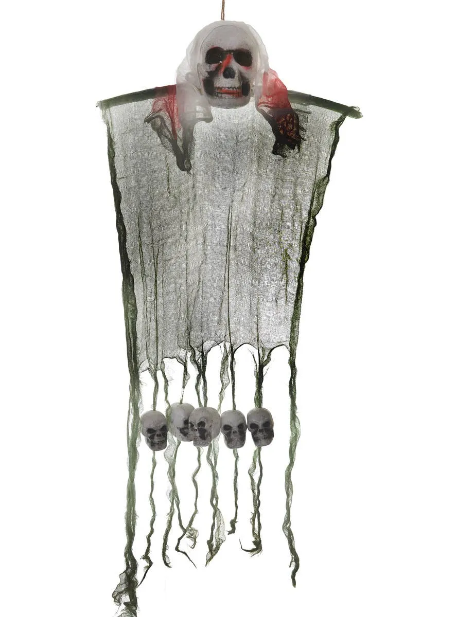 Hanging Skeleton Head and Skulls Halloween Decoration