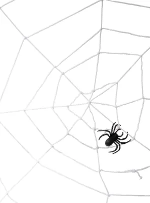 Hanging White Rope Spiderweb with Spider Halloween Decoration