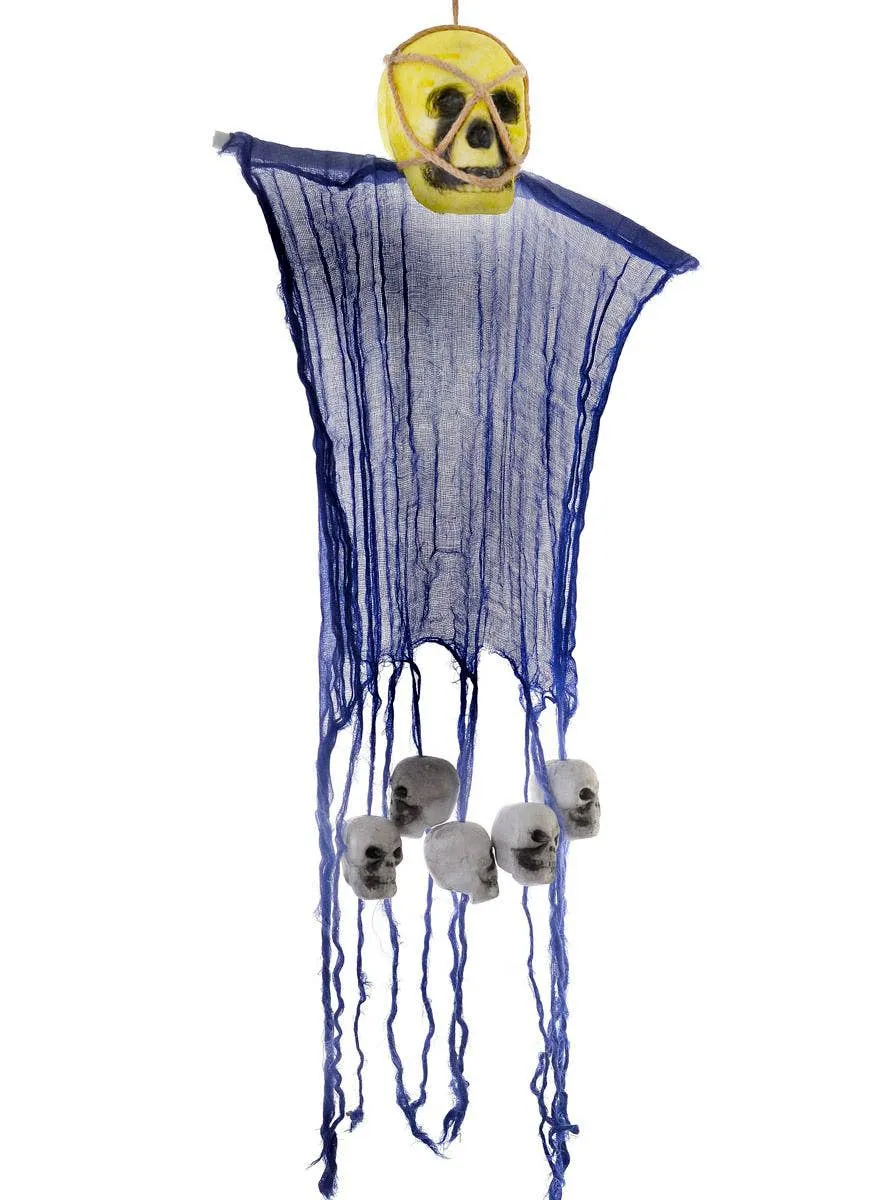Hanging Yellow and Blue Skull Halloween Decoration