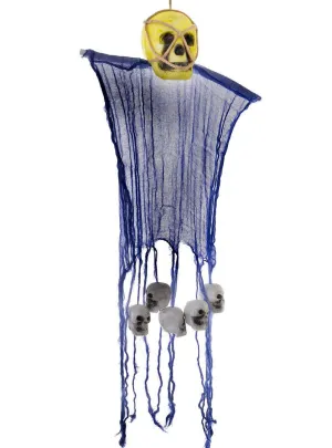 Hanging Yellow and Blue Skull Halloween Decoration