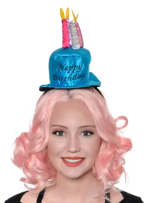 Happy Birthday Blue Cake on Headband Costume Accessory