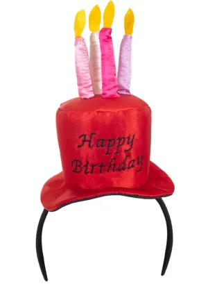 Happy Birthday Red Cake on Headband Costume Accessory