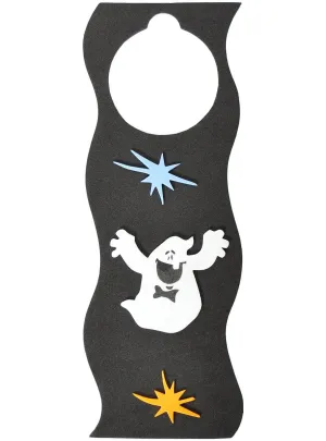 Happy Ghost Child Friendly Black Halloween Door Sign