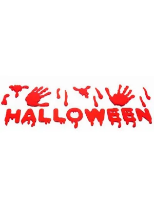 Happy Halloween Bloody Hand Prints Window Cling