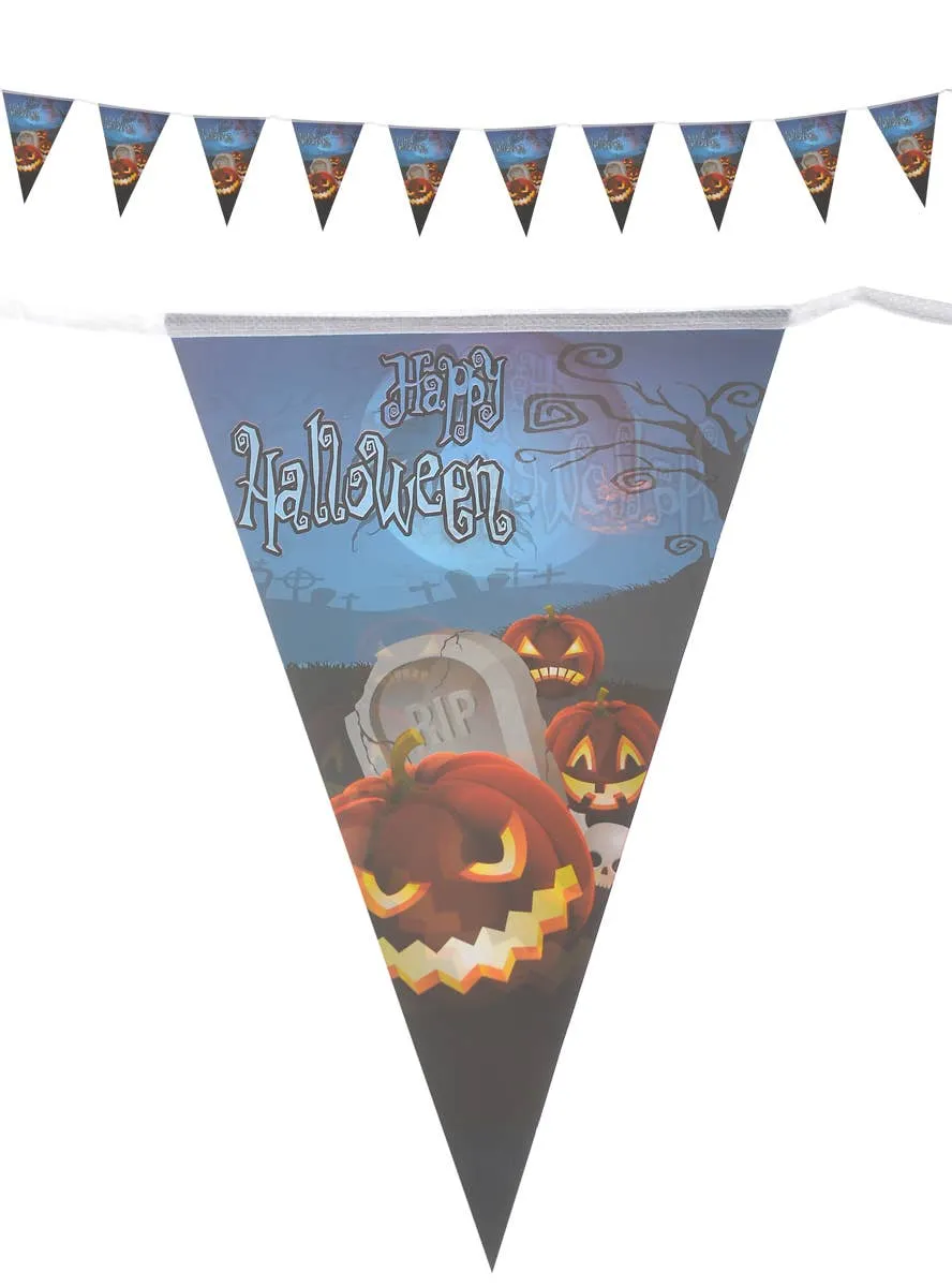 Happy Halloween Blue Pumpkin Bunting Decoration