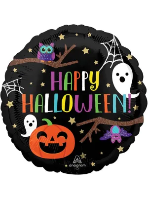 Happy Halloween Ghost and Pumpkin Print 45cm Round Foil Balloon