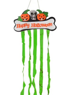 Happy Halloween Green Hanging Pumpkin and Skull Decoration