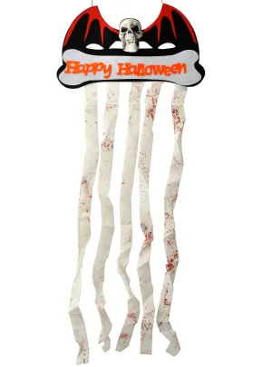 Happy Halloween Hanging Skull with Wings Decoration