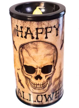 Happy Halloween Light Up Candle Decoration with Skull