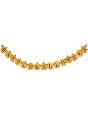 Happy Halloween Orange Pumpkins Banner Decoration