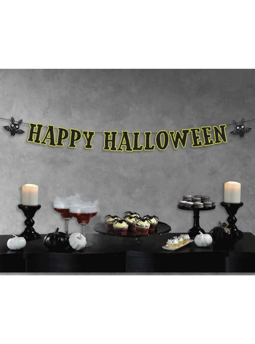 Happy Halloween Party Banner with Bats