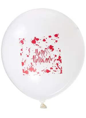 Happy Halloween Print Blood Splatter White 8 Pack 30cm Latex Balloons
