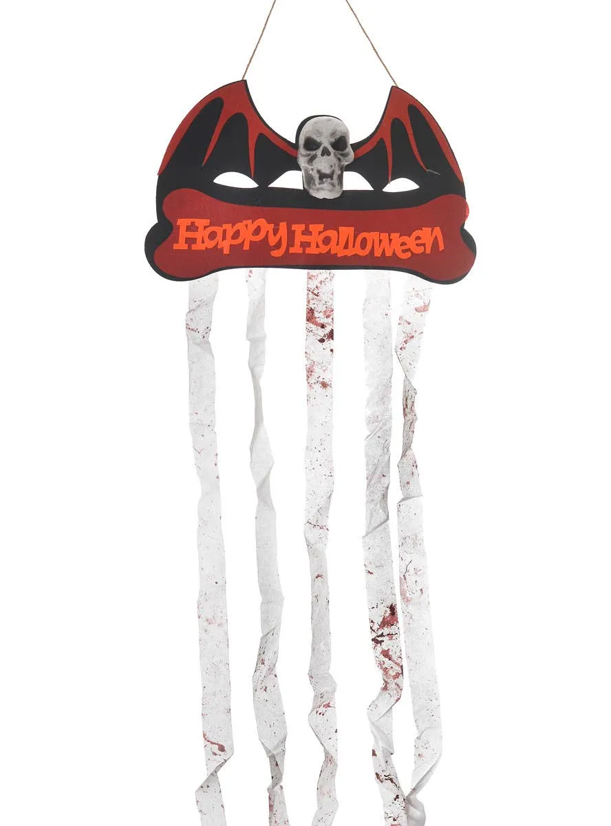 Happy Halloween Skull and Bat Halloween Decoration