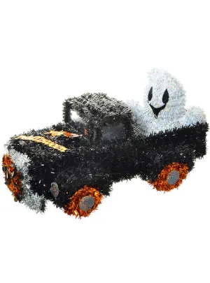Happy Halloween Tinsel Truck with Friendly Ghost Decoration