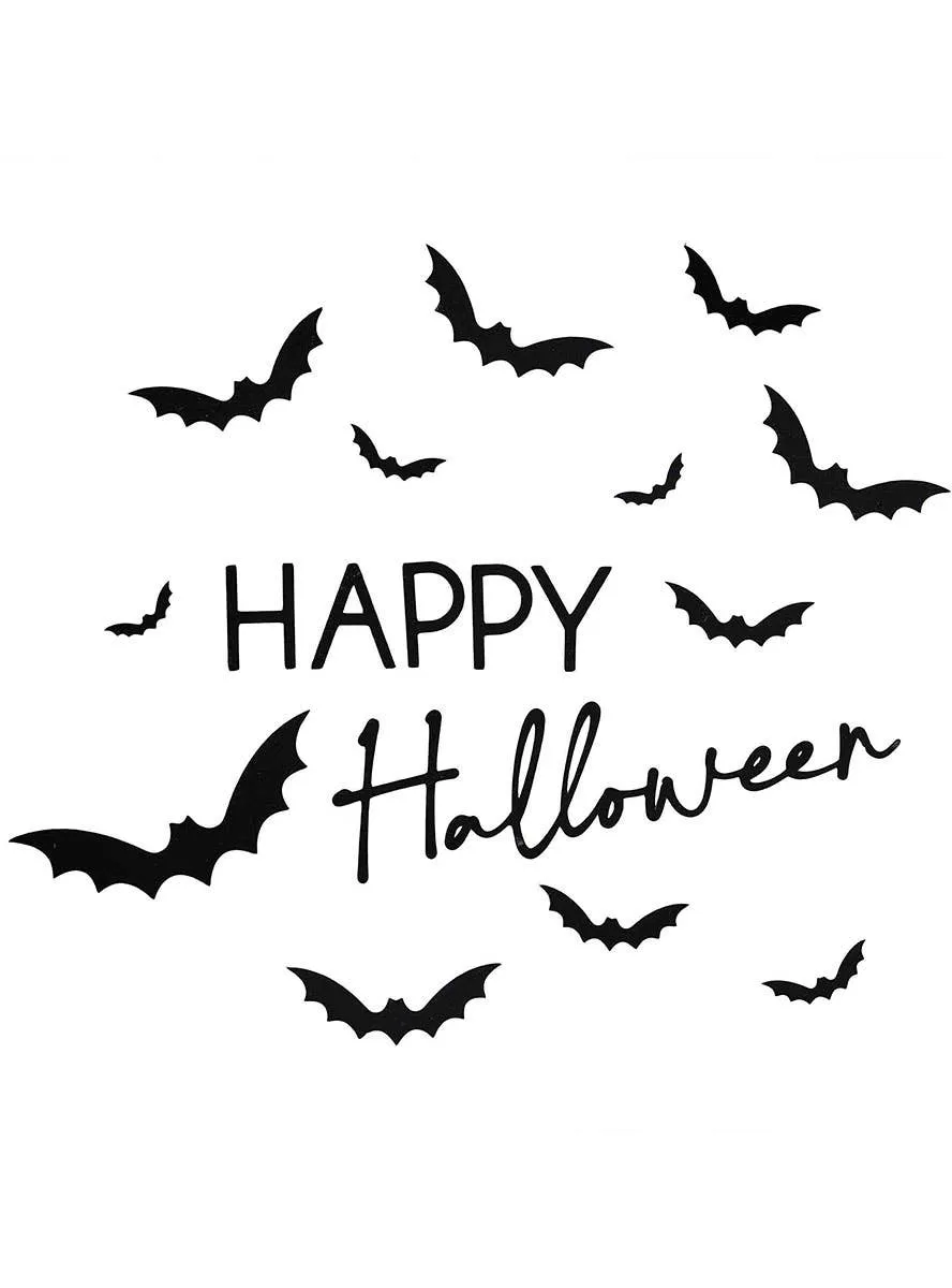 Happy Halloween with Bats Door or Wall Sticker Decoration