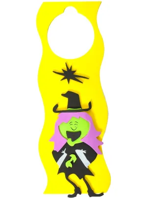 Happy Witch Child Friendly Yellow Halloween Door Sign
