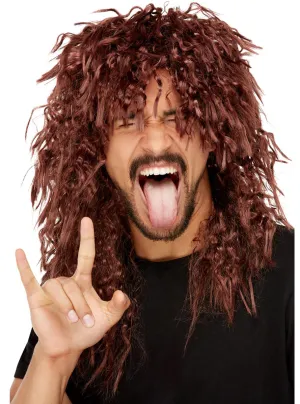 Hard Rocker Curly Reddish Brown Mens Mullet Wig