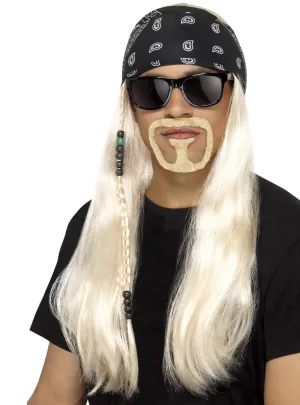 Hard Rocker Mens Blonde Costume Wig with Bandana