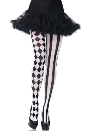 Harlequin Black and White Full Length Pantyhose