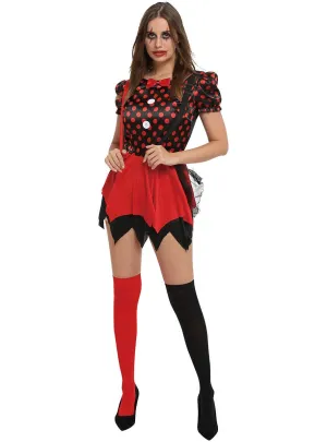 Harlequin Clown Womens Red and Black Costume