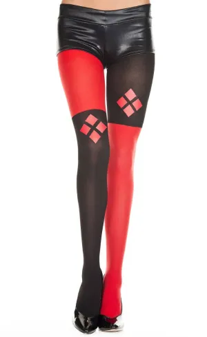 Harley Quinn Womens Red and Black Stockings