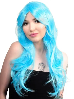 Harlow Light Blue Long Wavy Womens Costume Wig