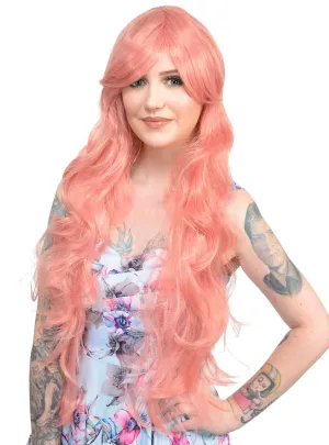 Harper Extra Long Wavy Dusty Pink Womens Costume Wig