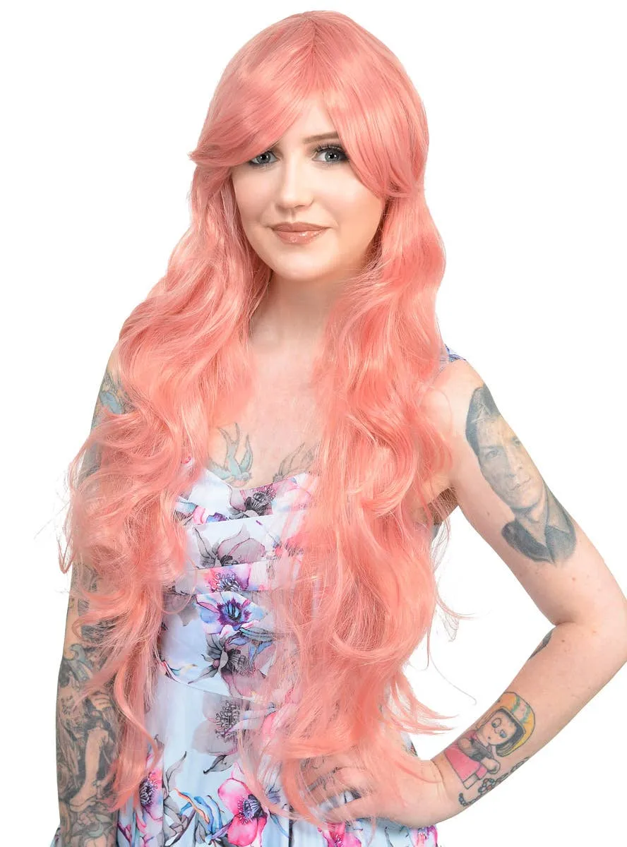 Harper Extra Long Wavy Dusty Pink Womens Costume Wig