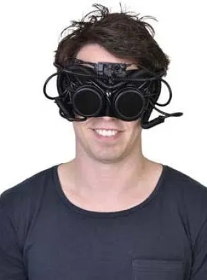 Hartley Black Steampunk Goggles Deluxe Masquerade Mask