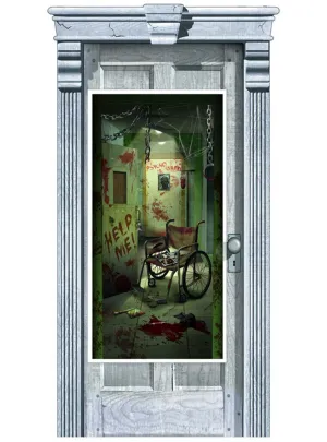 Haunted Asylum Door Cover Halloween Decoration