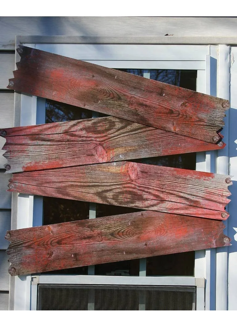 Haunted Blood Stained Window Boards Halloween Decoration