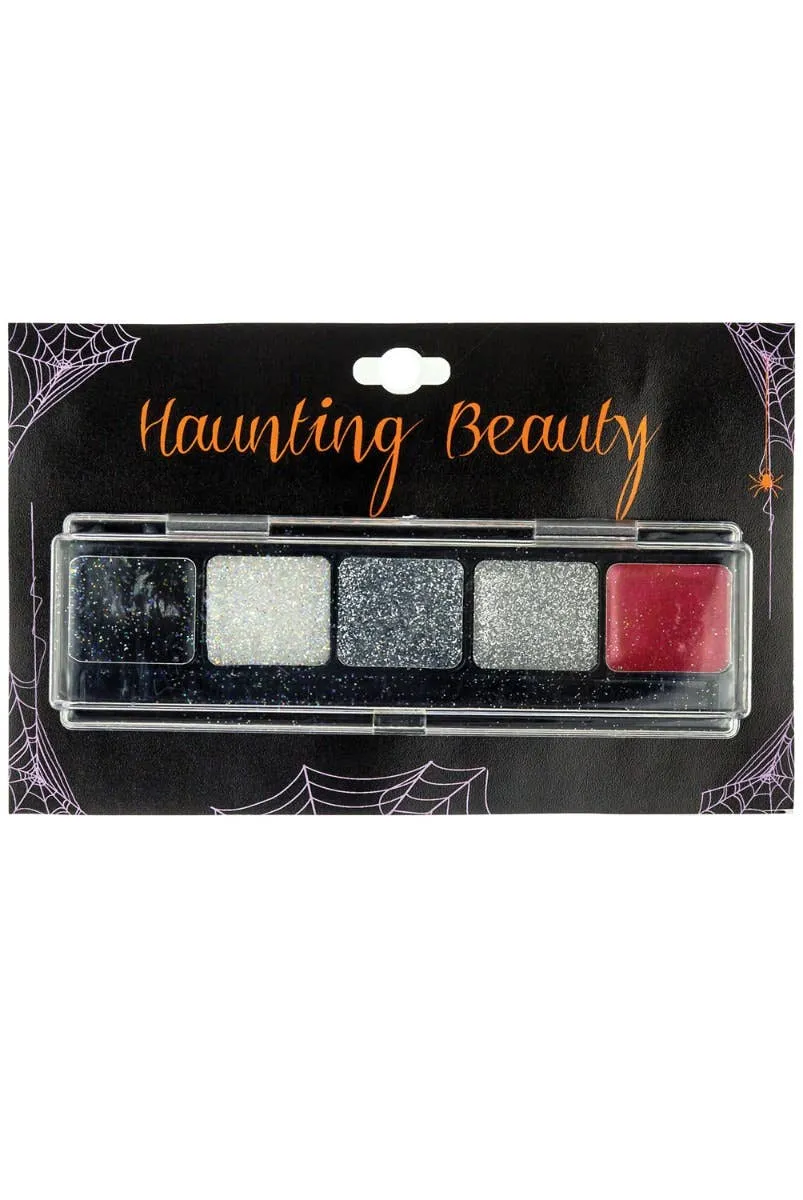 Haunting Beauty Halloween Red, Black And Glitter Eye Shadow Palette