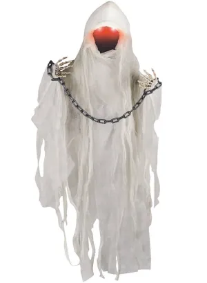 Haunting White Faceless Spectre with Chains and Lights Halloween Decoration