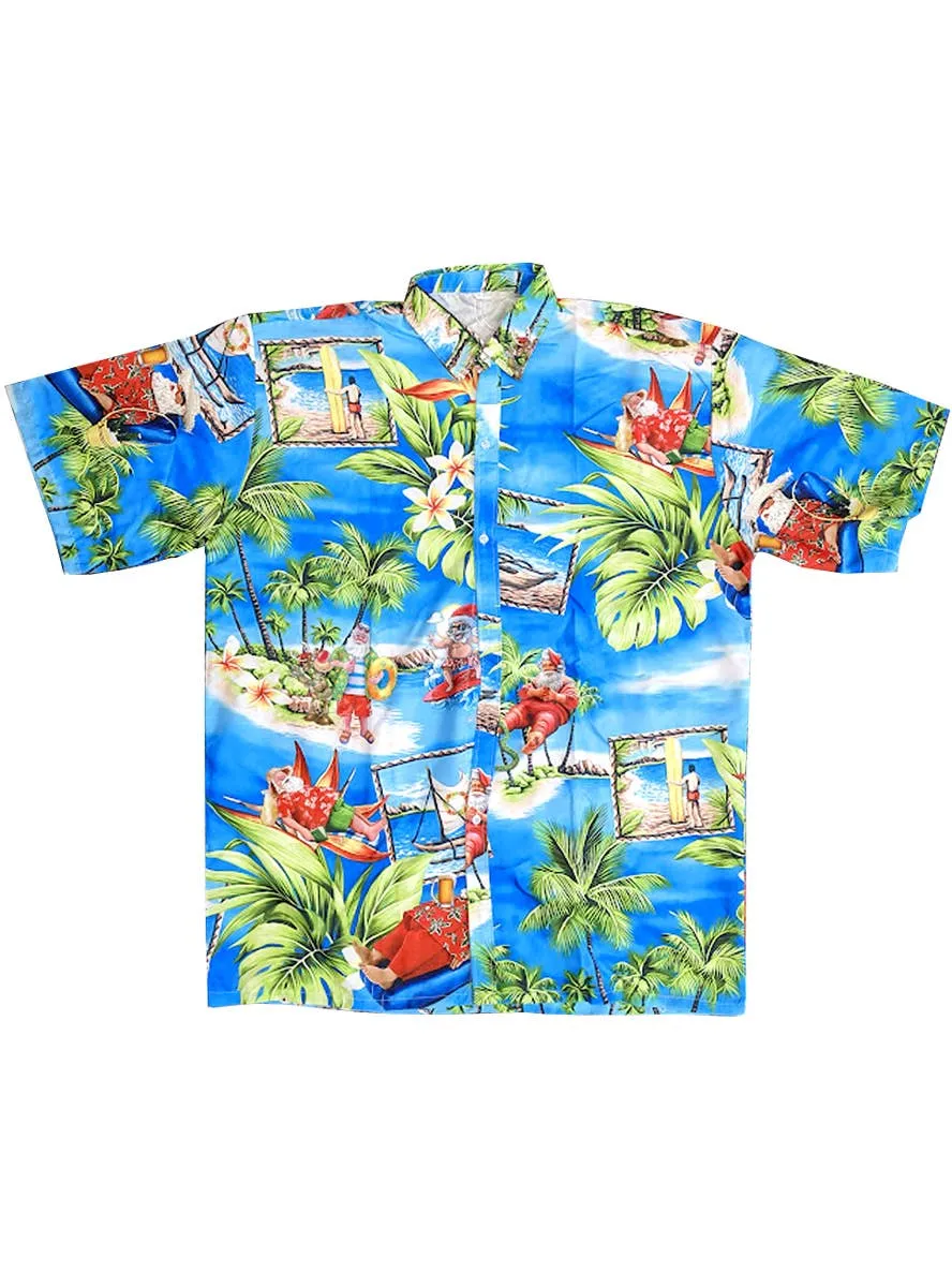 Hawaiian Santa Print Mens Costume Shirt