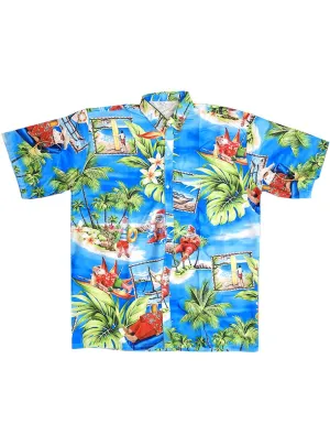 Hawaiian Santa Print Mens Costume Shirt