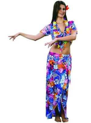 Hawaiian Womens Floral Fancy Dress Costume