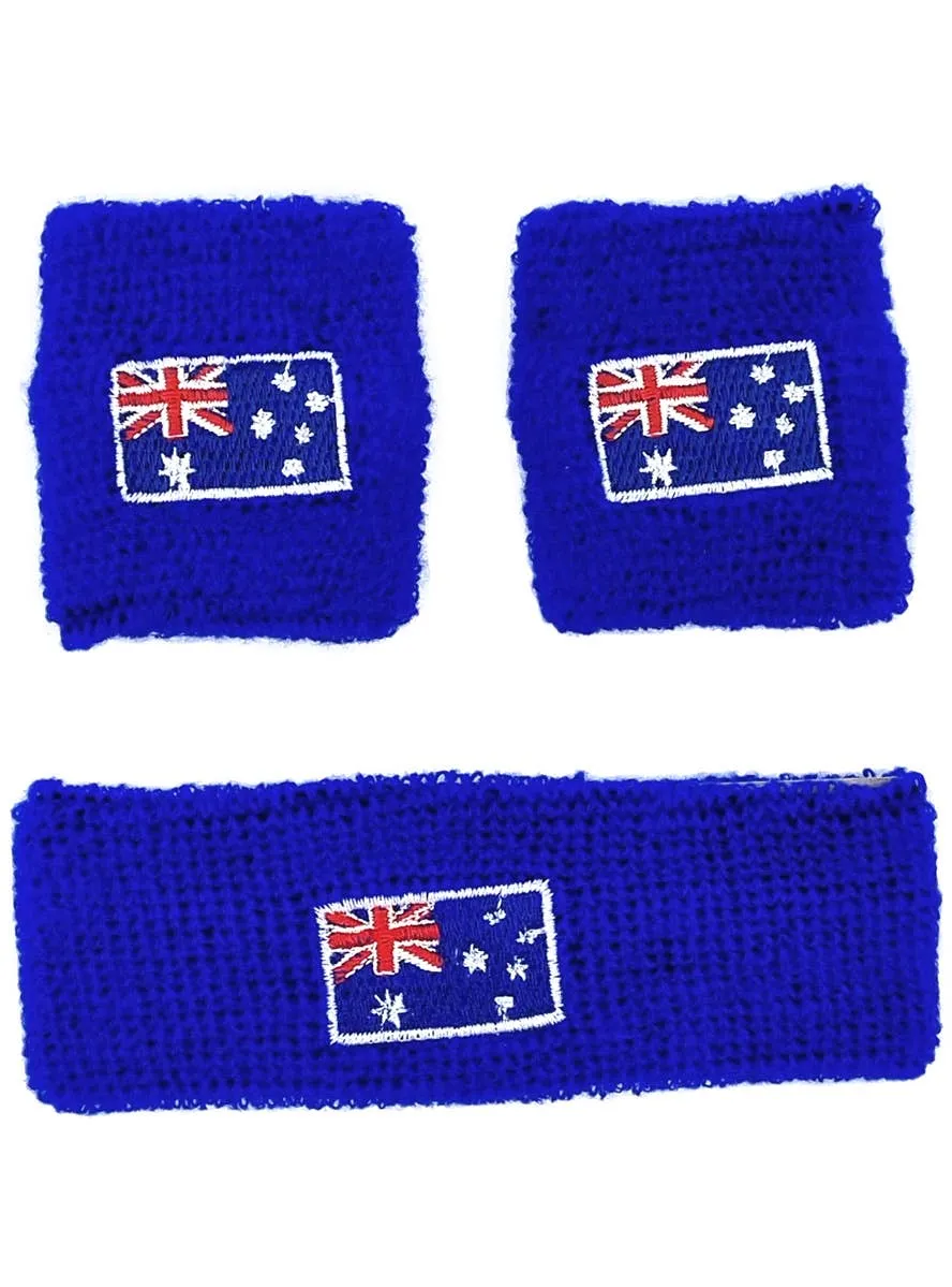 Head and Wrist Australia Day Sweatband Set