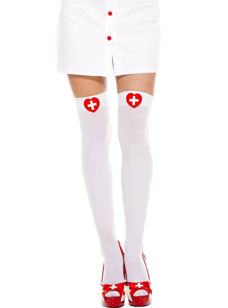 Heart Cross Nurse Thigh High Stockings