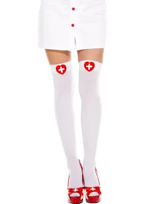 Heart Cross Nurse Thigh High Stockings