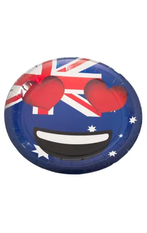 Heart Eyes Emoji Oval Aussie Party Plates - 6 Pack