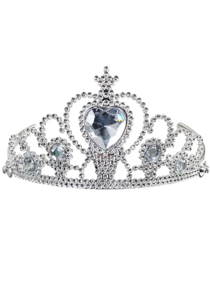 Heart Jewel Silver Princess Tiara Costume Accessory